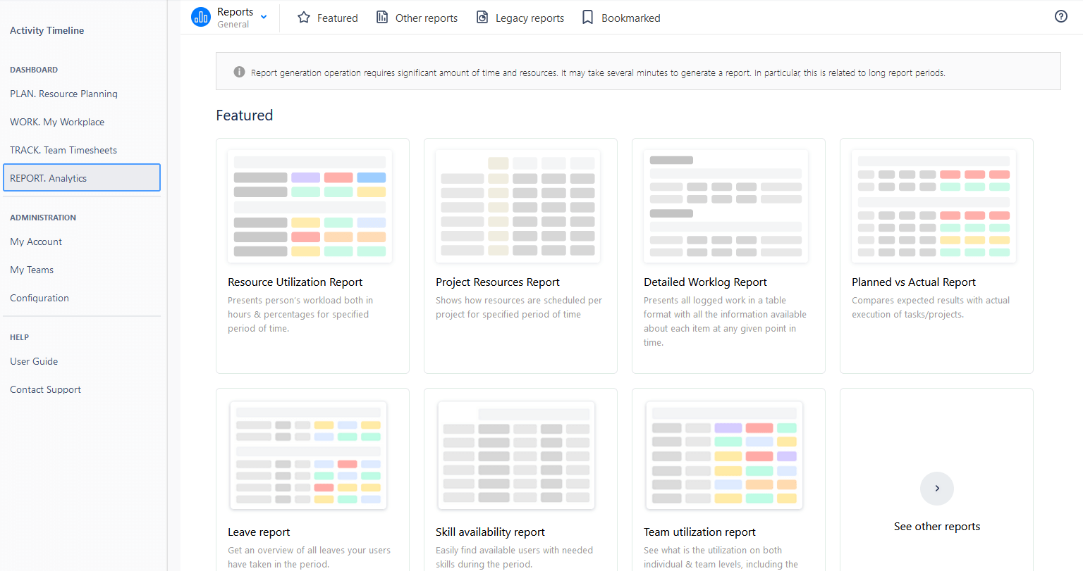 ActivityTimeline Reports
