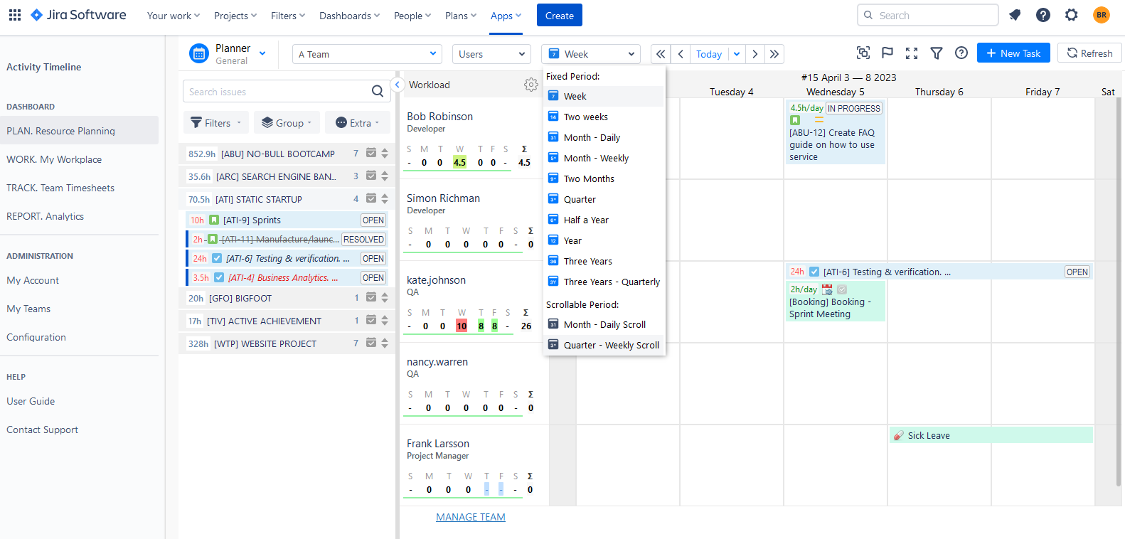 ActivityTimeline Planning Dashboard