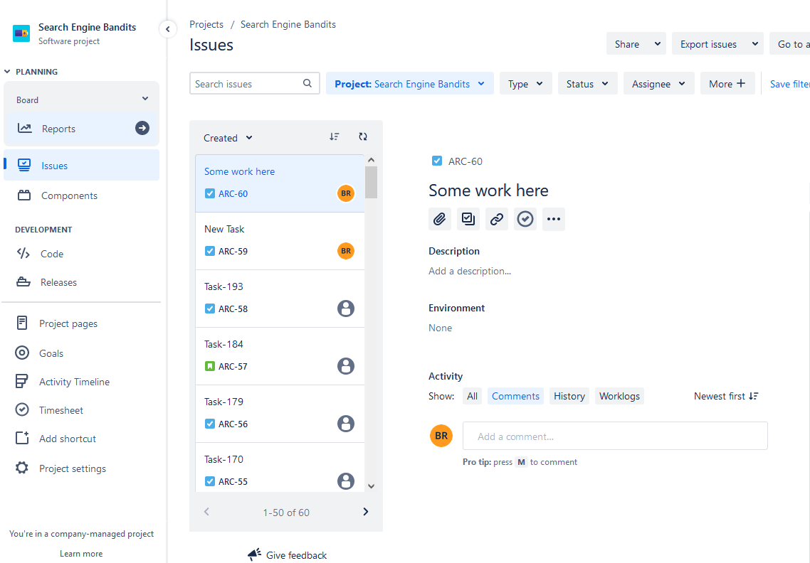 Issues List in Jira