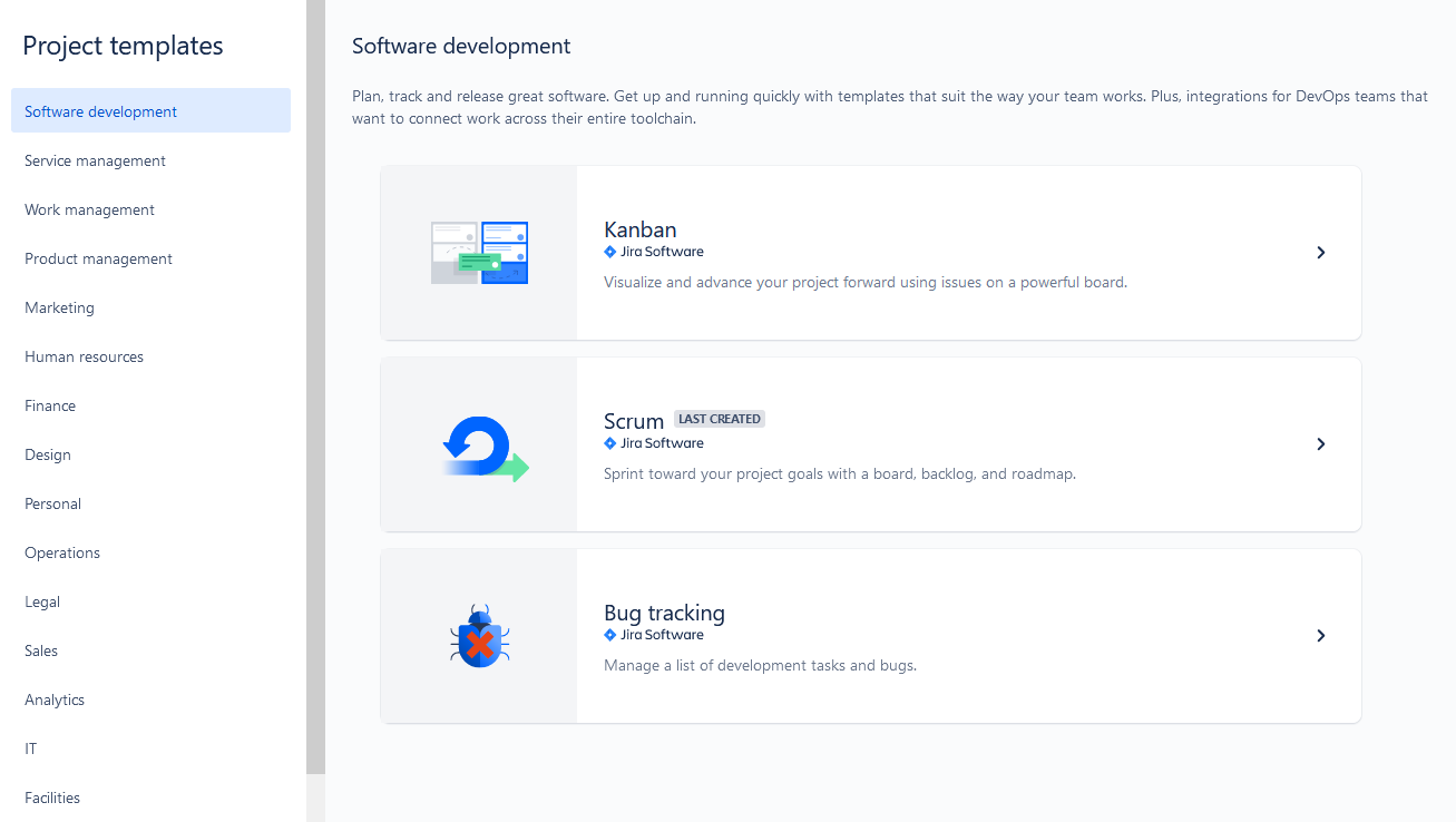 Visualization in Jira with project templates