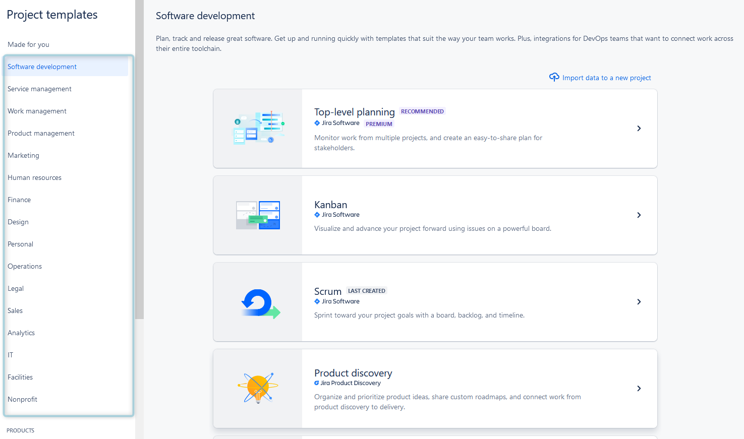 Jira Project Templates