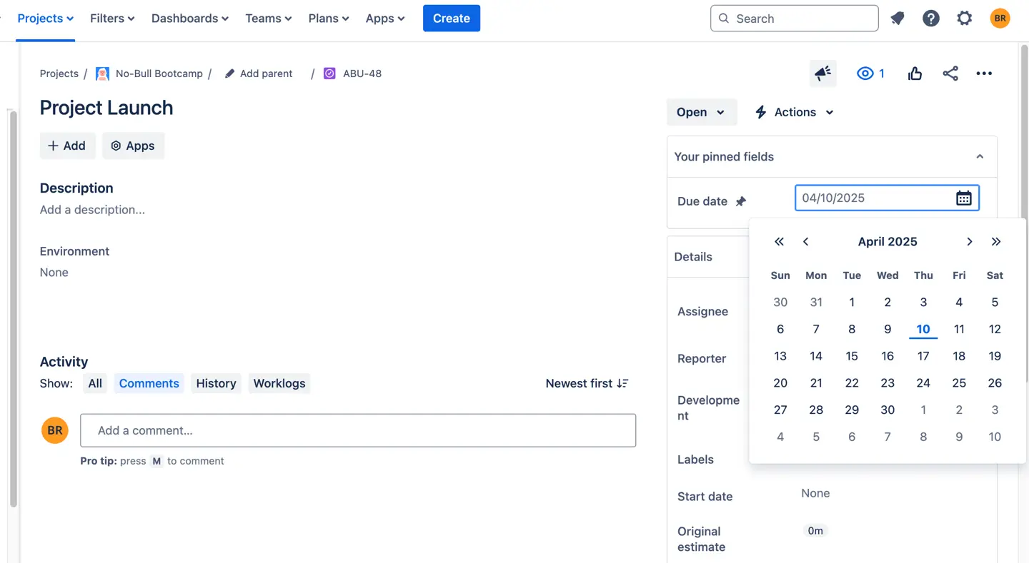 Adding the Due Date field in Jira