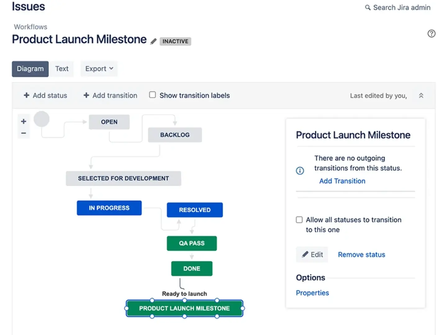 Adding a workflow status as a workaround for milestones