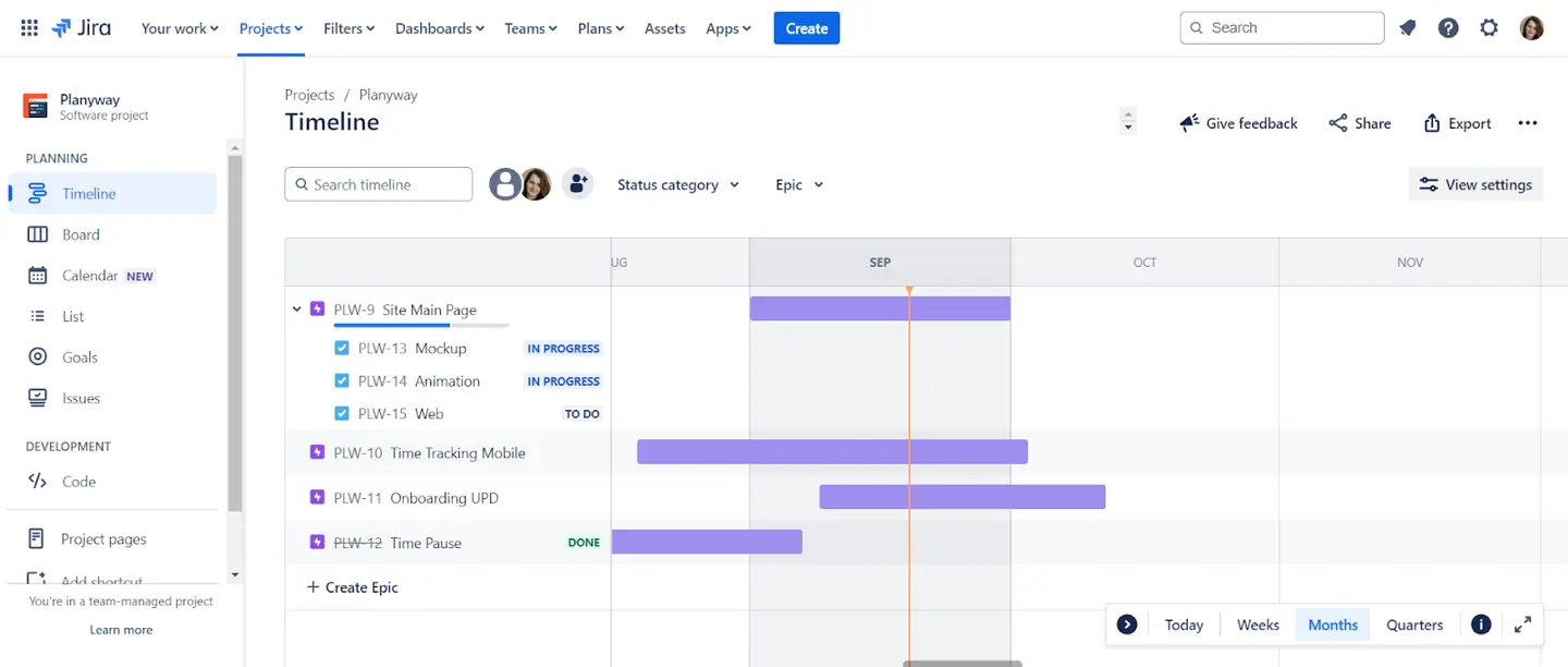 Jira’s Timeline view