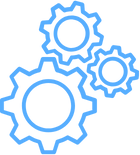Icon of interlocking gears, symbolizing seamless manufacturing process optimization and industrial automation solutions for integrated factory systems.