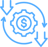 Icon symbolizing reduced operational costs and increased efficiency through our manufacturing process optimization and industrial automation solutions.