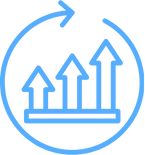 Icon symbolizing continuous improvement and growth in manufacturing operational excellence, driven by our process optimization and industrial automation.