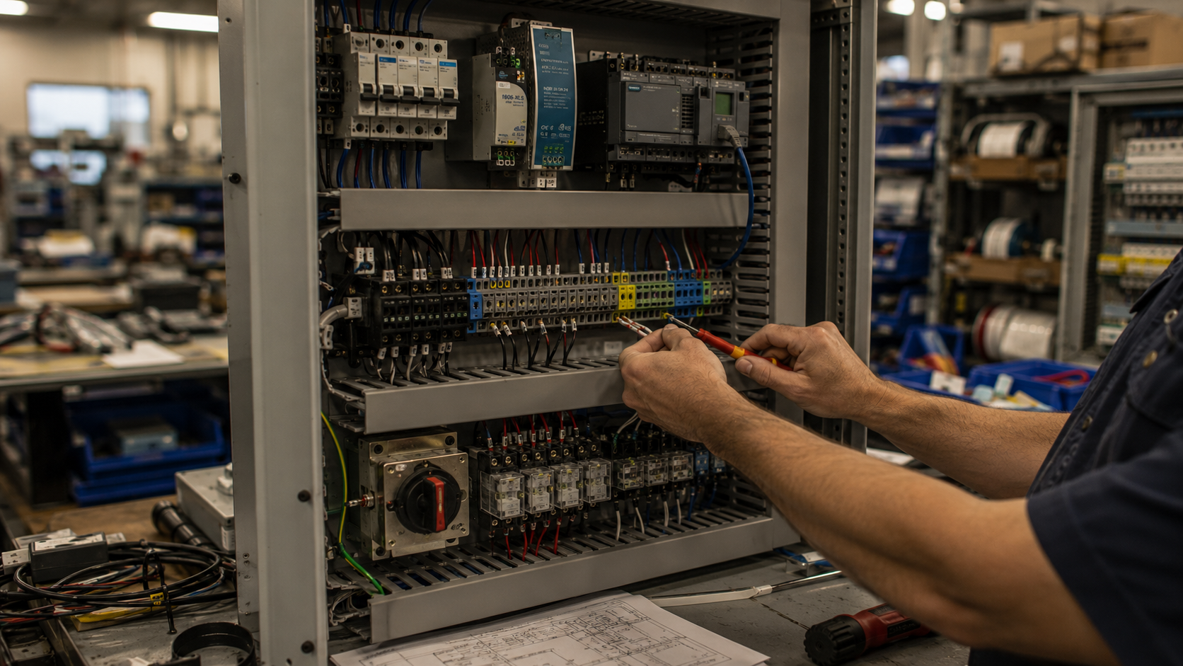 UL 508A certified industrial control panel being assembled by DPG technician