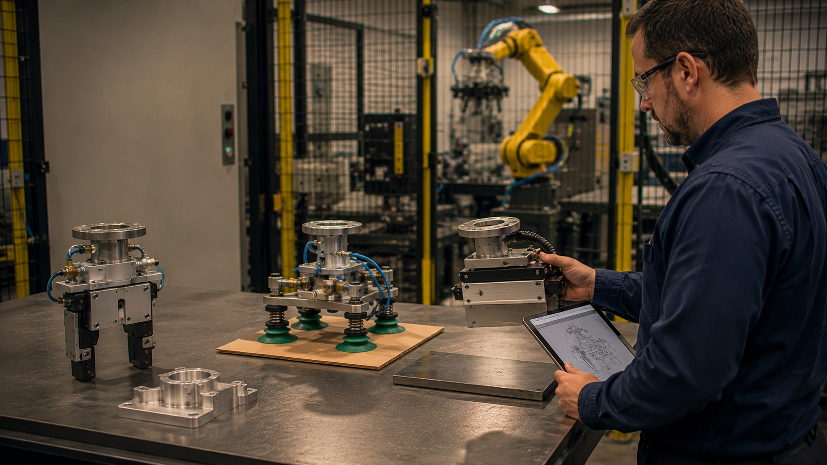 Robotic gripper types on a production line