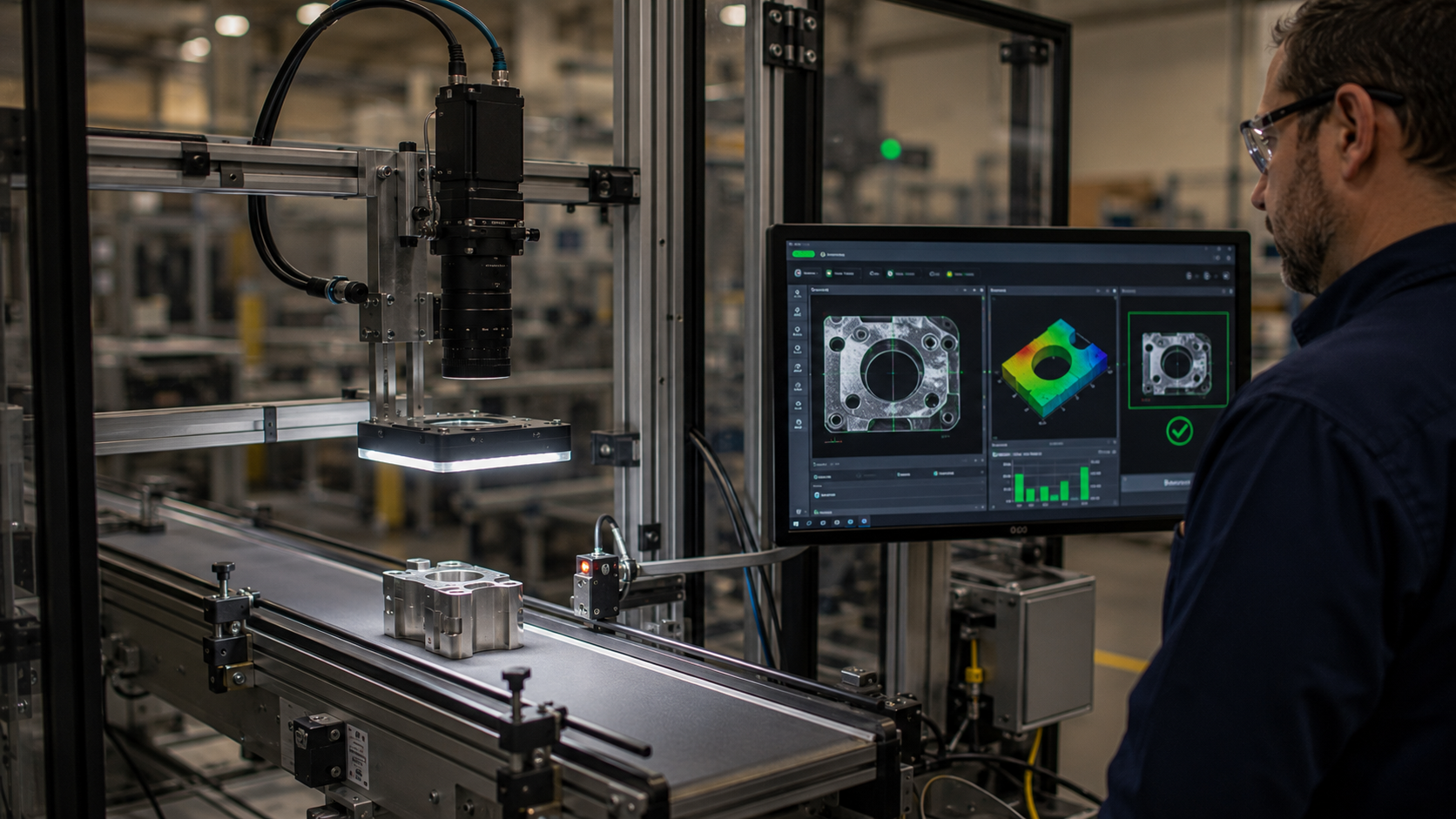 Machine vision inspection station on a manufacturing line