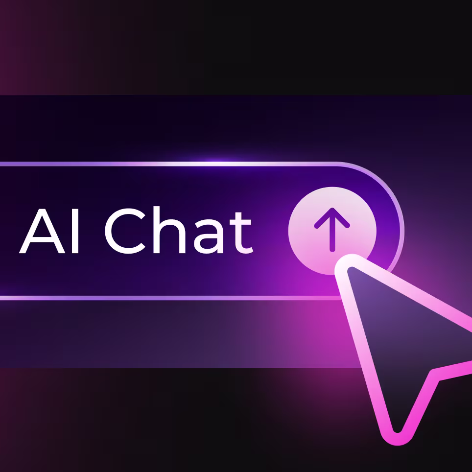 Cursor hovering over a purple button labeled 'AI Chat' with an upward arrow icon.