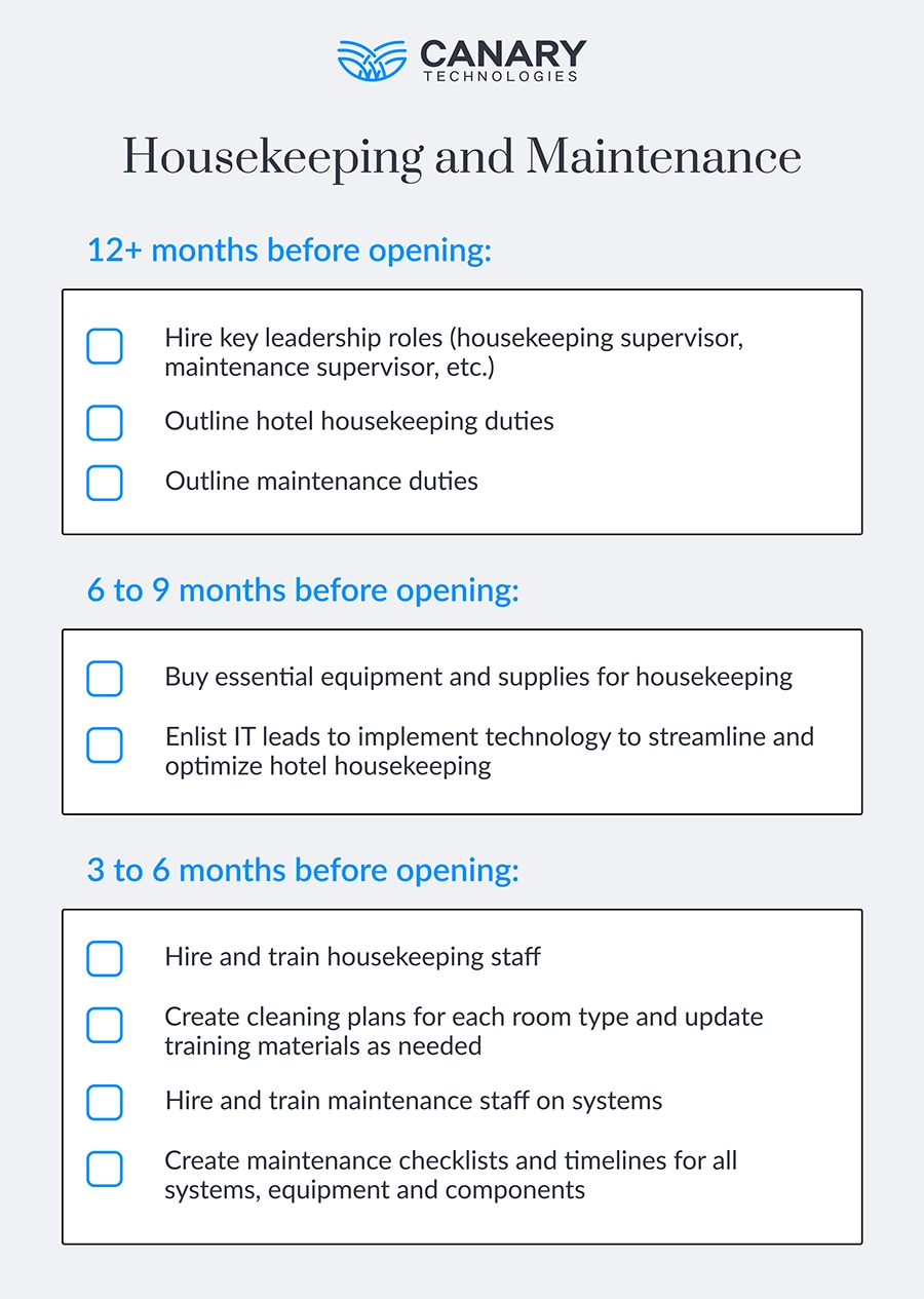 New Hotel Checklist: Housekeeping and Maintenance