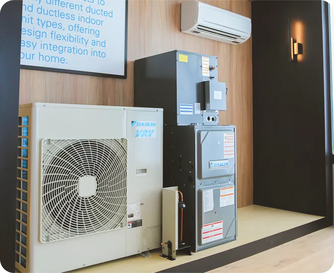 Daikin air conditioning system with outdoor unit and indoor air handler