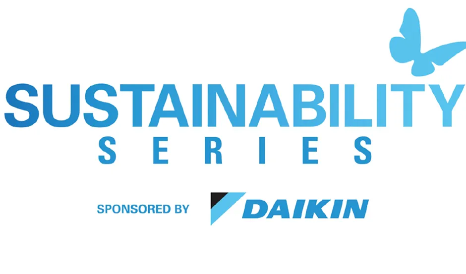 Sustainability Series logo sponsored by Daikin with blue butterfly