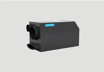 Black industrial ventilation or air filtration equipment on white background