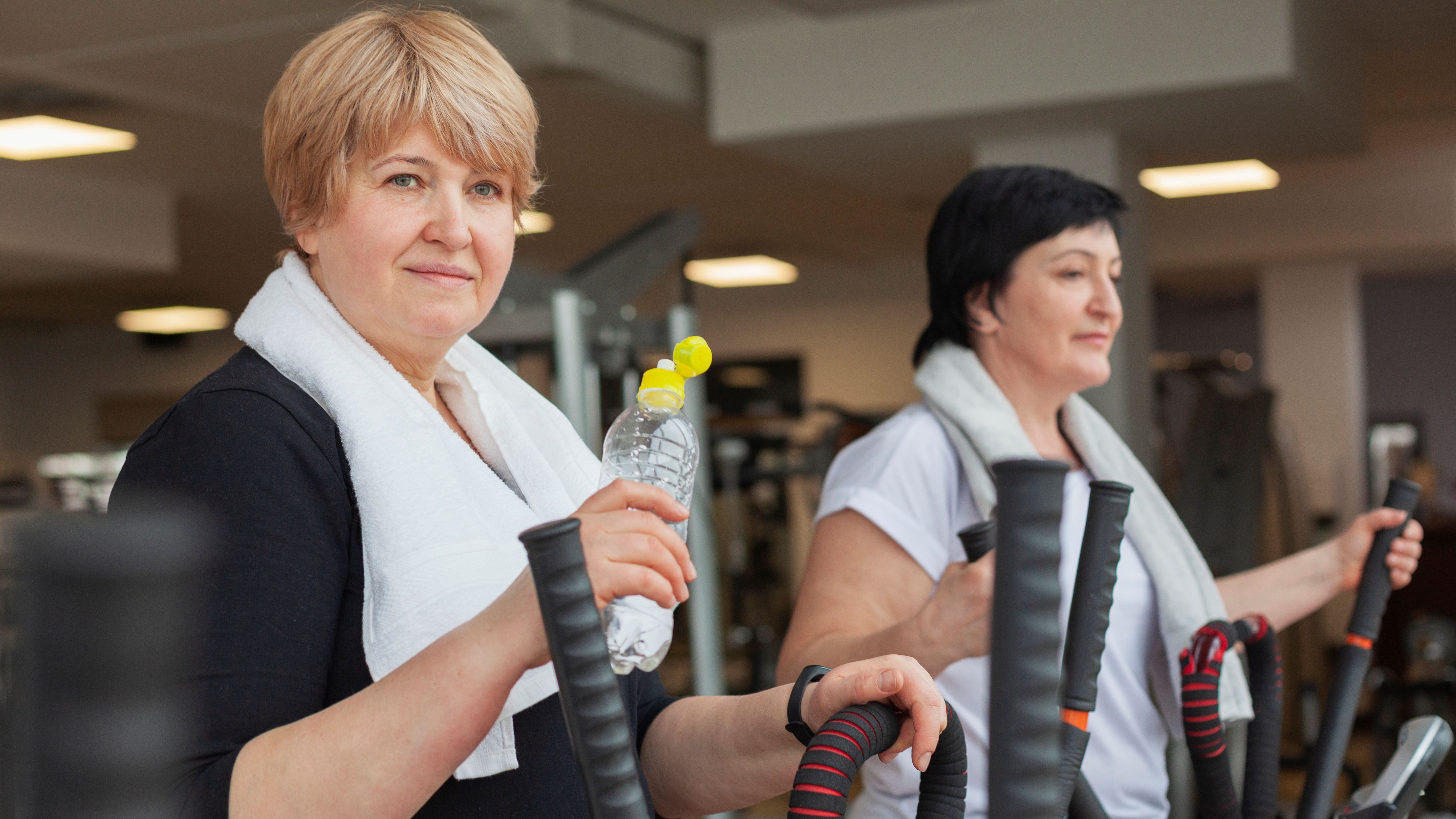 senior women in gym stock image