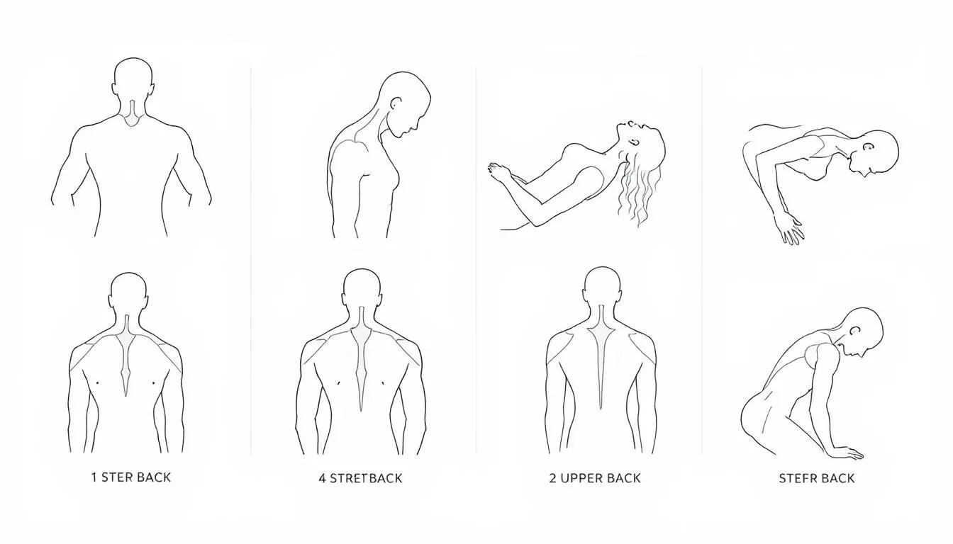 A visual guide to stretching techniques for improving neck and upper back posture.