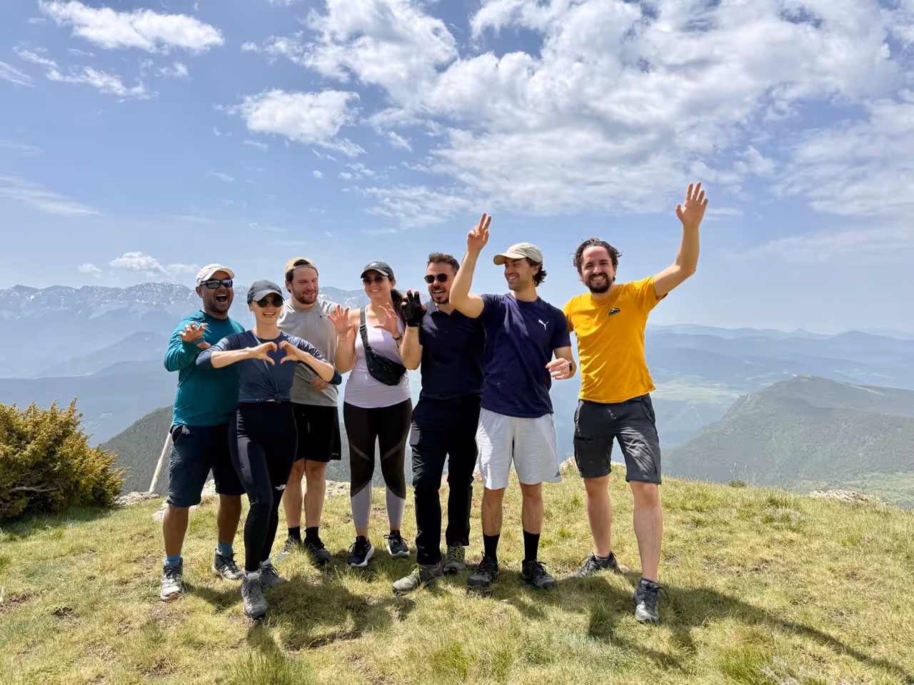 Acai Team hiking in the pyrenees mountains