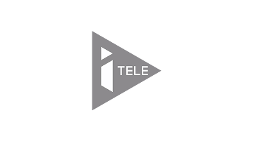 Logo iTELE avec un triangle noir orienté vers la droite et un 'i' blanc stylisé à l'intérieur, suivi du texte 'TELE'.