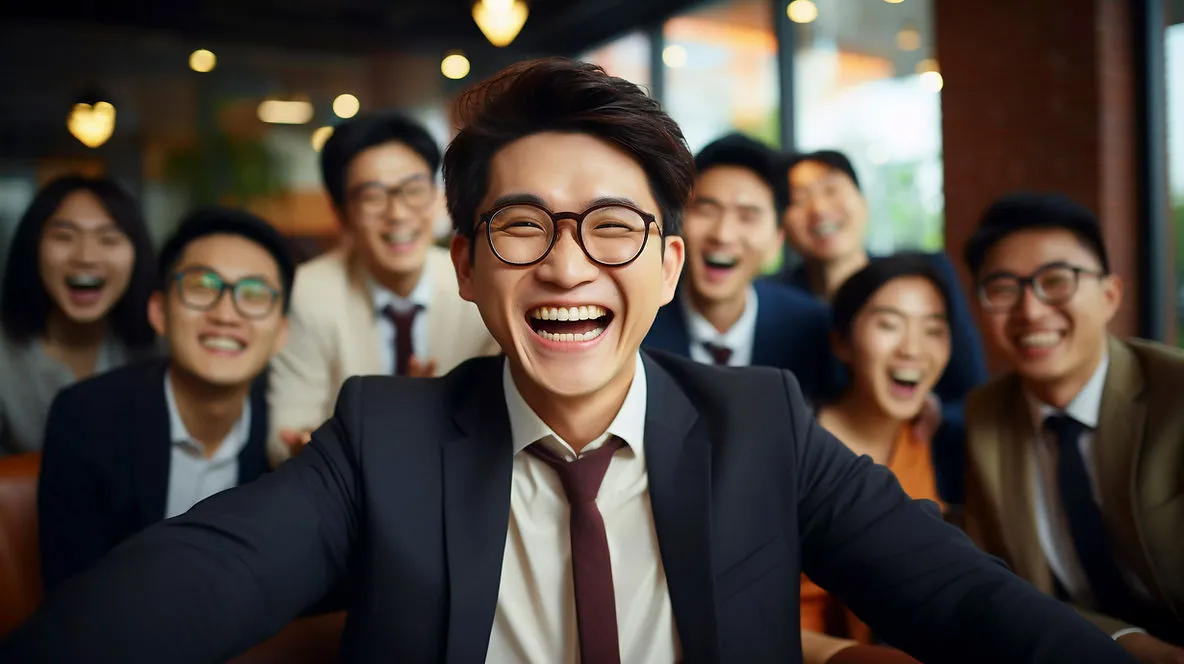 A group of happy Southeast Asian in Business attire