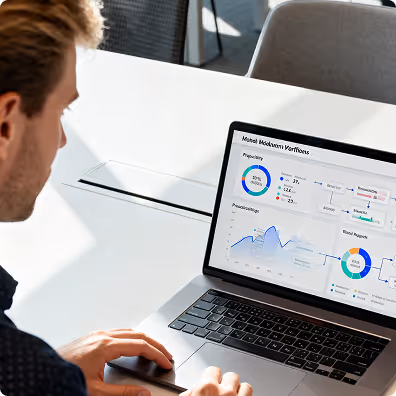 Datenanalyse mit KI-Dashboard zur Optimierung von Geschäftsprozessen durch GB Strategies – intelligente Automatisierung für Unternehmen.