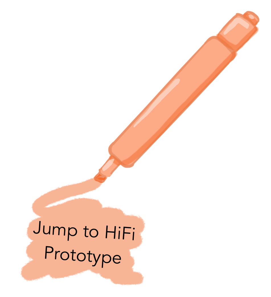 A doodle of a highlighter with the message: "Jump to HiFi Prototype."
You can use this button to jump to the video of my HiFi Figma prototype below.