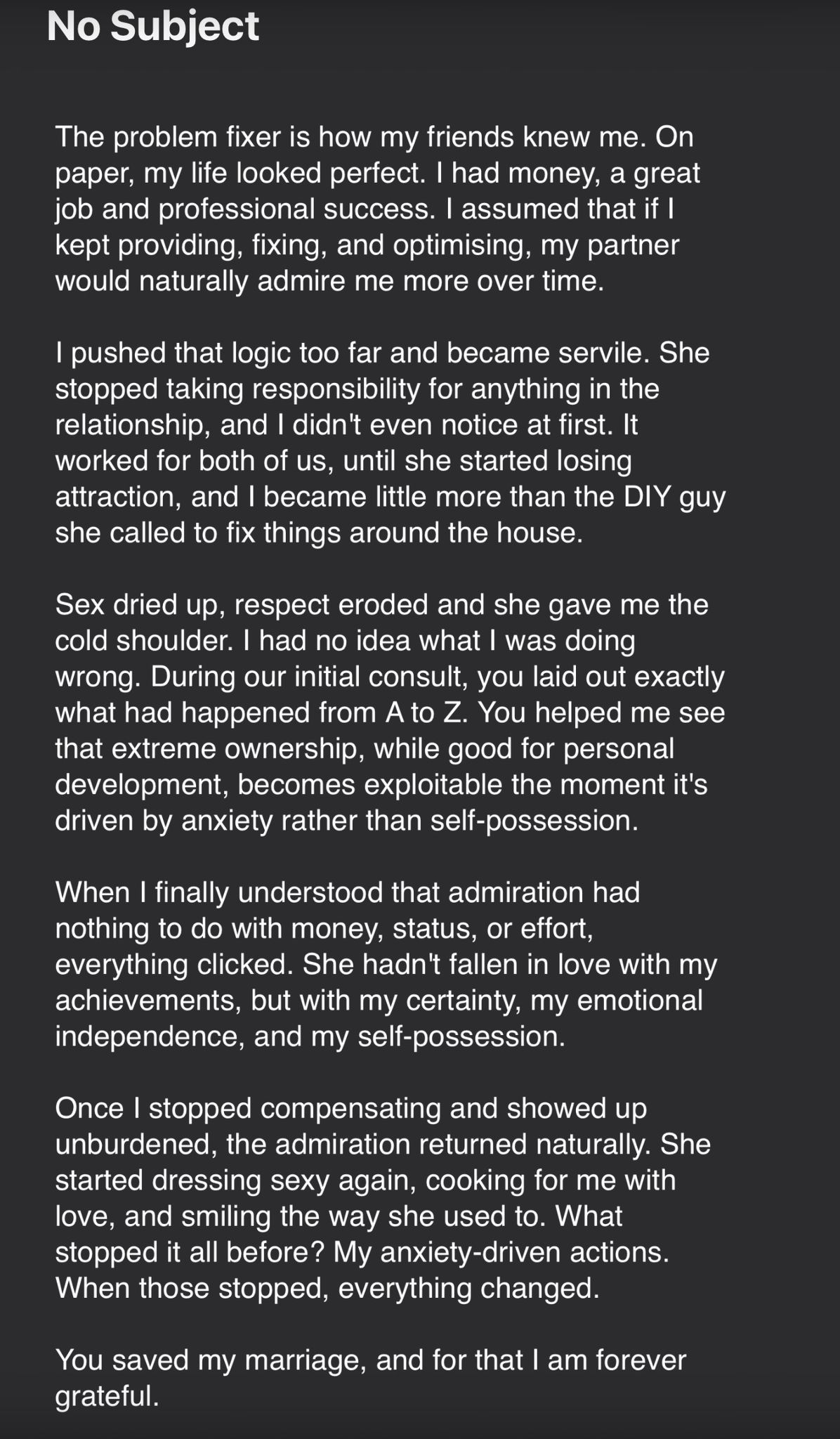 Testimonial from Danny