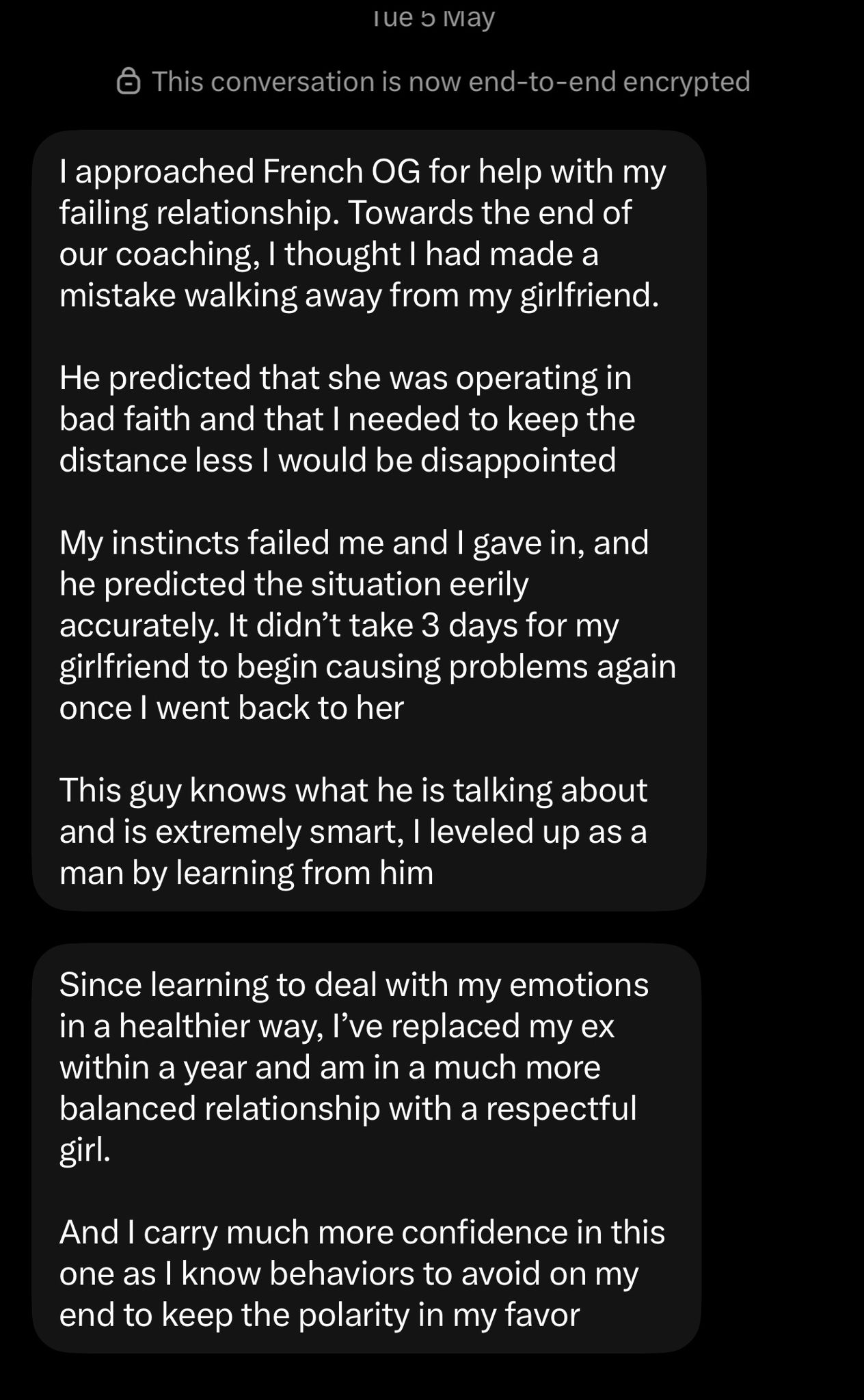 Testimonial screenshot