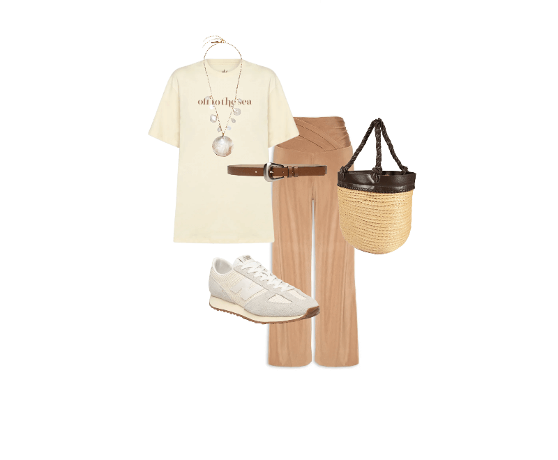 Cinto Feminino Couro Fivela Escovada Marrom Basiq ; Colar Feminino Madrepérolas Laguna Off White Dress To ; Tênis Feminino 471 Off White New Balance ; Bolsa Feminina Tote Valentina Bege Schutz + Nati Vozza ; Camiseta Feminina Silk Off To The Sea Bege Dress To ; Calça Feminina Balonê Pala Transpasse Bege Maria Filó