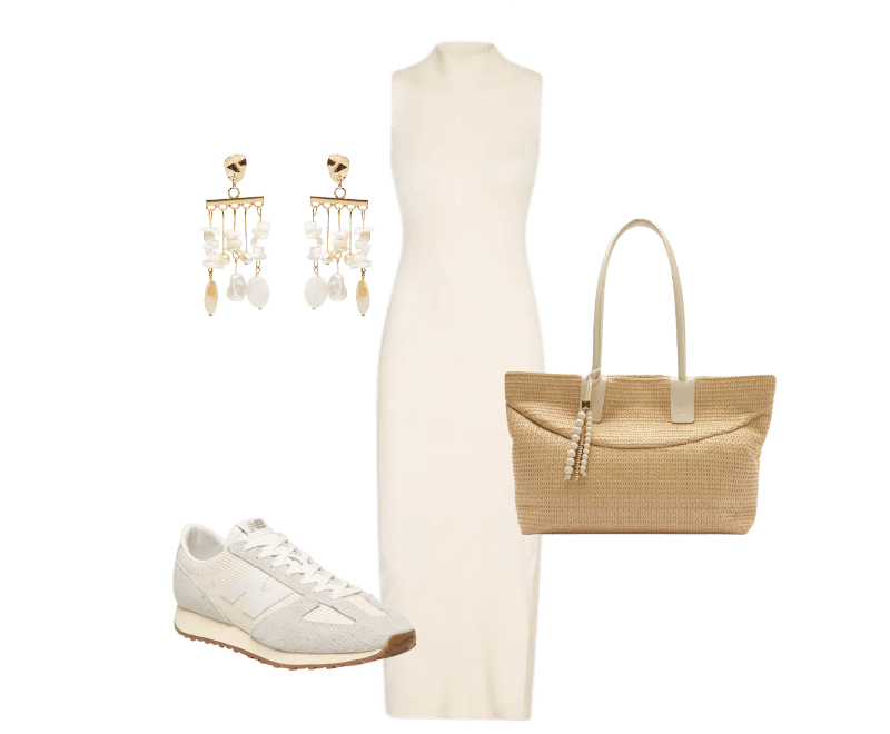 Brinco Feminino Madrepérolas Laguna Off White Dress To ; Bolsa Feminina Ráfia Pingentes Bege Arezzo + Isla ; Tênis Feminino 471 Off White New Balance ; Vestido Midi Em Tricot Bege Market 33