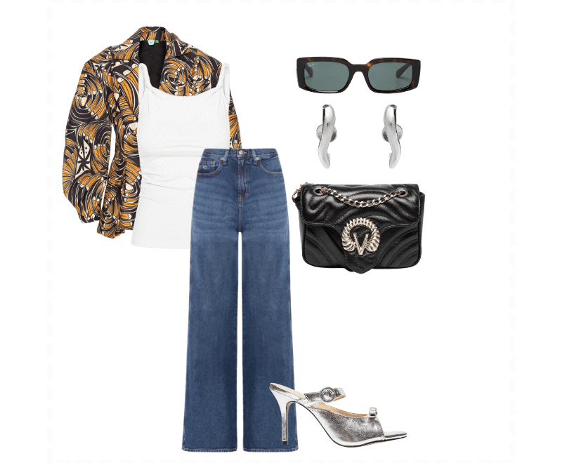 Sandália Feminina Metalcolor Prateado Luiza Barcelos ; Regata Feminina Drapeada Branco Basiq ; Calça Feminina Jeans Claire Hr Wd BI0152 Azul Tommy Jeans ; Blazer Feminino Leque De Tucano Preto Farm ; Brinco Feminino New Organic Bold Prata Andressa Delamuta ; Bolsa Feminina Cint-Lar Camurça Premium Preto Vicenza ; Óculos De Sol Unissex Sol Kiliane Bio-Based Marrom Ray-ban