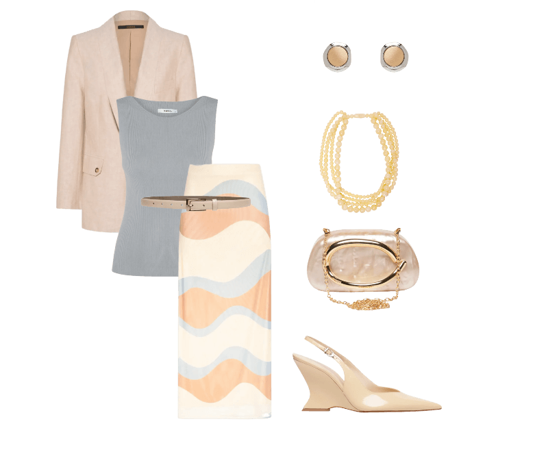 Colar Feminino Mia Bege Le Lis ; Blazer Feminino Herring Bone Bege Animale ; Bolsa Feminina Clutch Perolada Com Detalhe Orgânico Metalizado Bege Market 33 ; Cinto Feminino Em Couro Com Fivela Quadrada Off White Basiq ; Regata Feminina Tricot Básica Cinza Basiq ; Sandália Feminina Siena Buckle Verniz Bege Schutz ; Saia Cropped Tule Estampa Oceano Bege Dress To ; Brinco Feminino Metal Misto Escovado Dourado Basiq