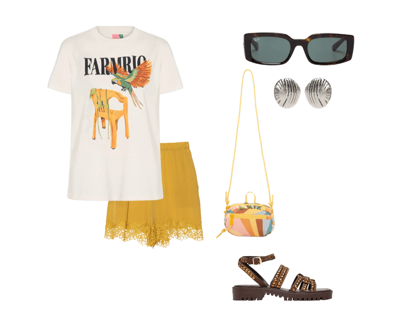 Bolsa Feminina Chuchu Paisagem Carioca Amarelo Farm Etc ; Sandália Feminina Salermo Marrom Luiza Barcelos ; Short Feminino Tipo Slip Com Renda Amarelo Animale ; Camiseta Feminina Fit Cadeira E Biquini Off White Farm ; Brinco Feminino Texturizado Em Metal Fosco Prateado '2Essential ; Óculos De Sol Unissex Sol Kiliane Bio-Based Marrom Ray-ban