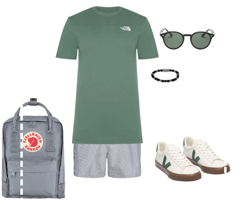 Óculos De Sol Unissex RB2180 Preto Ray-ban ; Tênis Masculino Campo Leather Branco Veja ; Camiseta Masculina Mc Evolution Tee Verde The North Face ; Short Masculino Surf Litoral Stripes Preto Osklen ; Pulseira Masculina Titã Preto Key Design ; Mochila Unissex Kânken Clássica Cinza Fjällräven