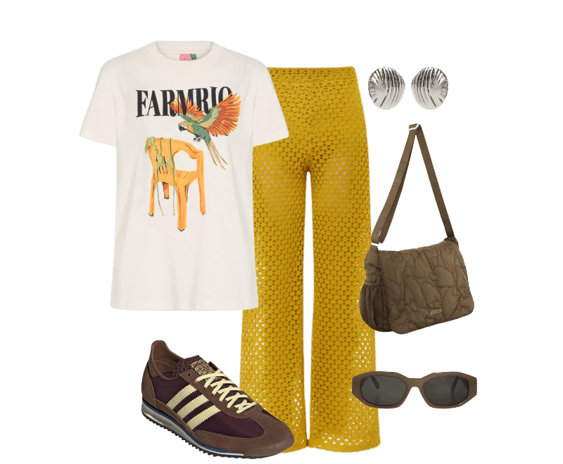 Bolsa Feminina Transversal Brisa Puffer Marrom Farm Etc ; Calça Feminina Arabela Amarelo Triya ; Camiseta Feminina Fit Cadeira E Biquini Off White Farm ; Tênis Unissex SL 72 Og Marrom Adidas Originals ; Óculos De Sol Feminino Adulto Amsterdã Fendi Cinza Helena Bordon ; Brinco Feminino Texturizado Em Metal Fosco Prateado '2Essential