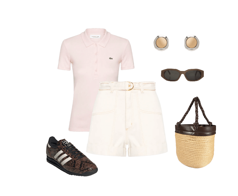 Short Feminino Com Cinto Off White Basiq ; Bolsa Feminina Tote Valentina Bege Schutz + Nati Vozza ; Polo Feminina Slim Fit Algodão Canelado Rosa Lacoste ; Tênis Feminino SL 72 Og Marrom Adidas Originals ; Óculos De Sol Feminino Adulto Amsterdã Fendi Cinza Helena Bordon ; Brinco Feminino Metal Misto Escovado Dourado Basiq