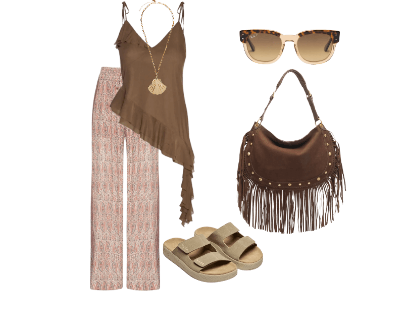 Óculos De Sol Feminino Mega Hawkeye Marrom Ray-ban ; Colar Feminino Medalha Vieira De Palha Dourado Dress To ; Calça Feminina Reta Elástico Estampa Blink Bege Maria Filó ; Sandália Unissex Etna Suede Soft Bege Veja ; Bolsa Feminina Couro Franjas Marrom Arezzo ; Blusa Feminina Com Babados Marrom Market 33