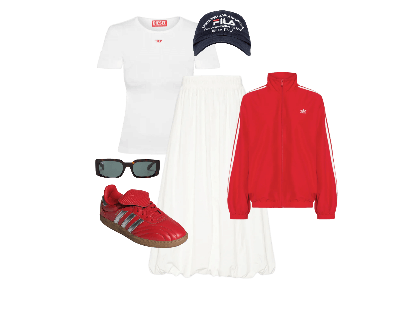 Boné Unissex Bella Itália Azul Fila ; Camiseta Feminina T-Ele-Long-D Branco Diesel ; Tênis Feminino Samba Lt W Vermelho Adidas Originals ; Saia Windrunner Branco Nike ; Jaqueta Feminina Adilenium Oversized Vermelho Adidas Originals ; Óculos De Sol Unissex Sol Kiliane Bio-Based Marrom Ray-ban