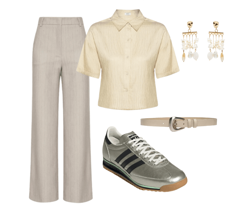 Brinco Feminino Madrepérolas Laguna Off White Dress To ; Cinto Feminino Couro Fivela Escovada Bege Basiq ; Tênis Feminino SL 72 OG W Prateado Adidas Originals ; Camisa Feminina Manga Curta Bege Basiq ; Calça Feminina Aurora Bege Le Lis