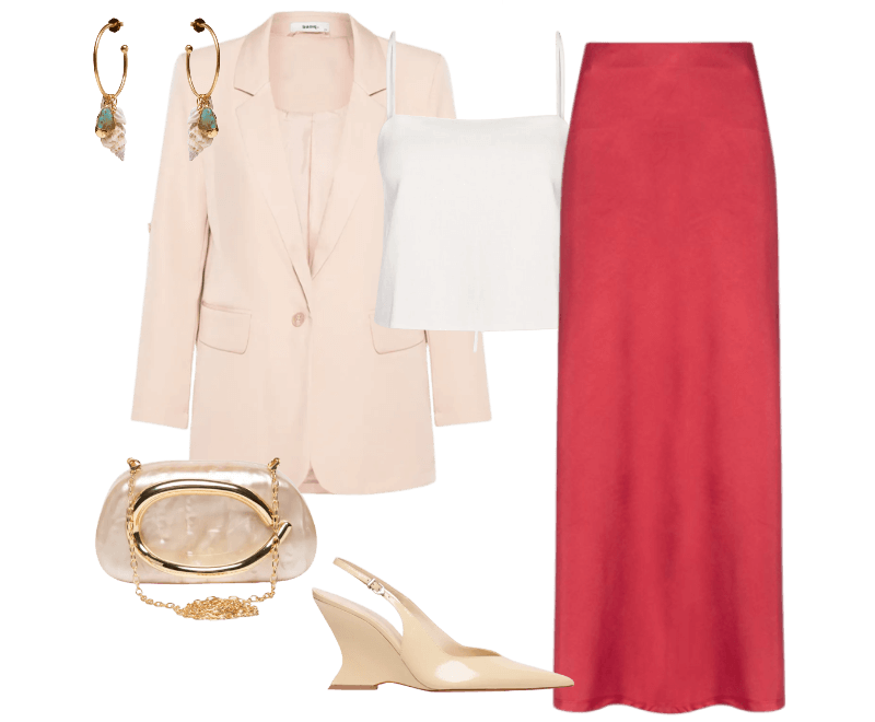Brinco Feminino Conchas Marés Dourado Dress To ; Top Alça de Linho Off White Animale ; Blazer Feminino Com Martingale Bege Basiq ; Bolsa Feminina Clutch Perolada Com Detalhe Orgânico Metalizado Bege Market 33 ; Sandália Feminina Siena Buckle Verniz Bege Schutz ; Saia Feminina Longa Evasê Vermelho '2Essential