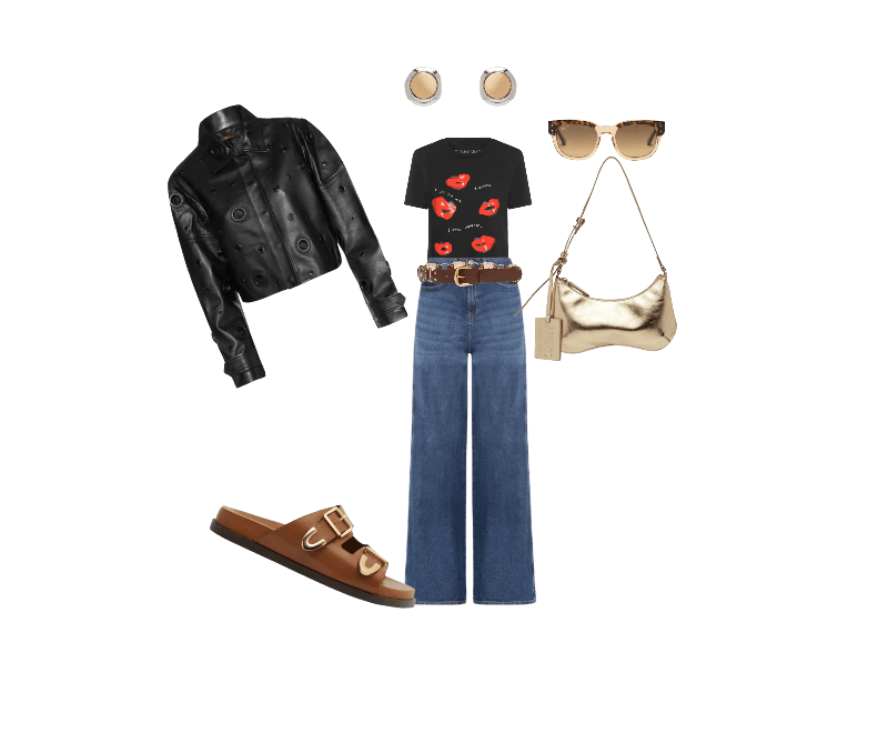 Óculos De Sol Feminino Mega Hawkeye Marrom Ray-ban ; Calça Feminina Jeans Claire Hr Wd BI0152 Azul Tommy Jeans ; Camiseta Feminina Classic Desejo Preto Cantão ; Jaqueta Feminina De Couro Multi Ilhoses Preto Animale ; Arezzo  ; Brinco Feminino Metal Misto Escovado Dourado Basiq ; Cinto Feminino Jamie Marrom Vicenza  ; Bolsa Feminina Média Stellare Tecno Dourado Schutz