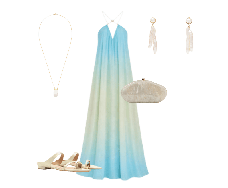 Look feminino para festa de verão com vestido ombré