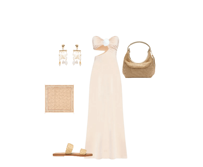 Look feminino elegante para verão com vestido longo