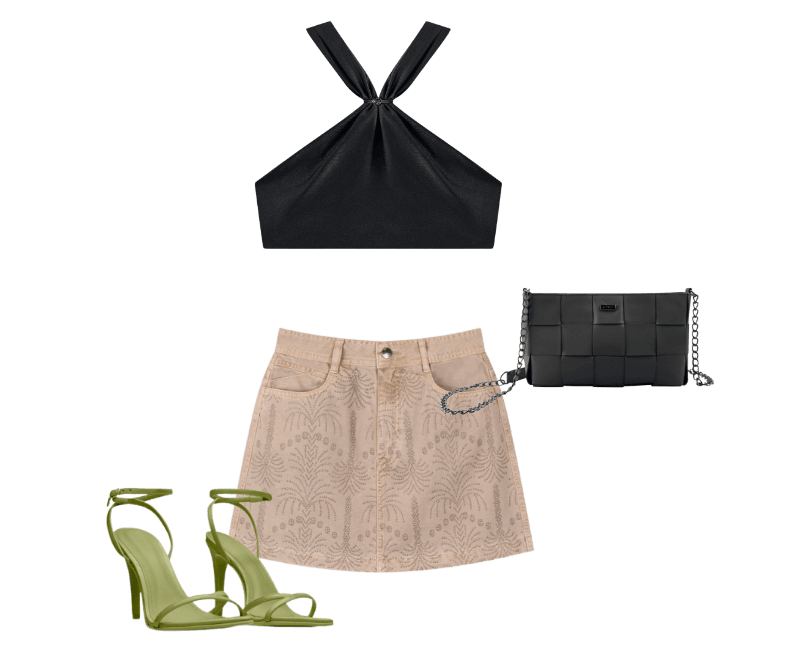 Look feminino casual chic com saia estampada