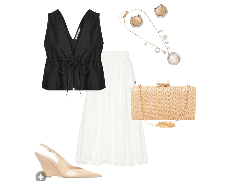 Saia Windrunner Branco Nike ; Colar Feminino Madrepérolas Laguna Off White Dress To ; Bolsa Feminina Clutch Em Palha Bege Basiq ; Brinco Feminino Metal Misto Escovado Dourado Basiq ; Blusa Feminina Decote V Com Linho Preto Hering