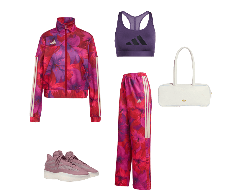 Look esportivo casual feminino com conjunto floral