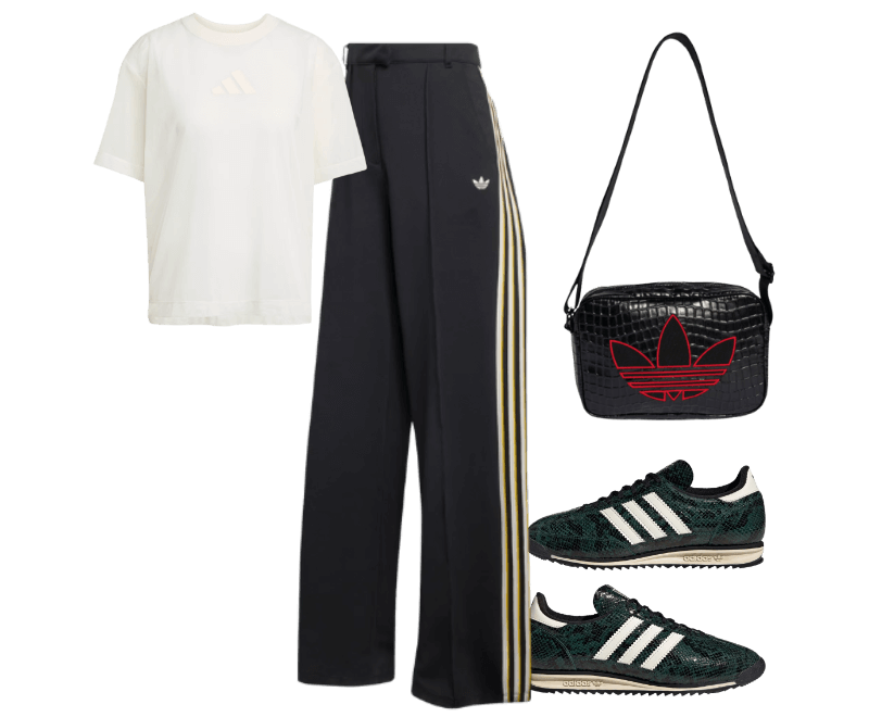 Camiseta Malha Soft Lux ; CALÇA ESPORTIVA ALFAIATARIA ; Tênis SL 72 OG ; Minibolsa CROCO MINI AIRLINER