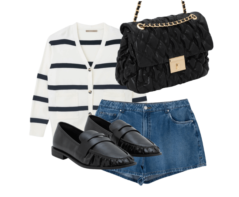 Look casual chic para outono com cardigan listrado