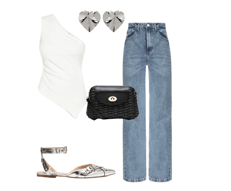 Look casual chic com top assimétrico