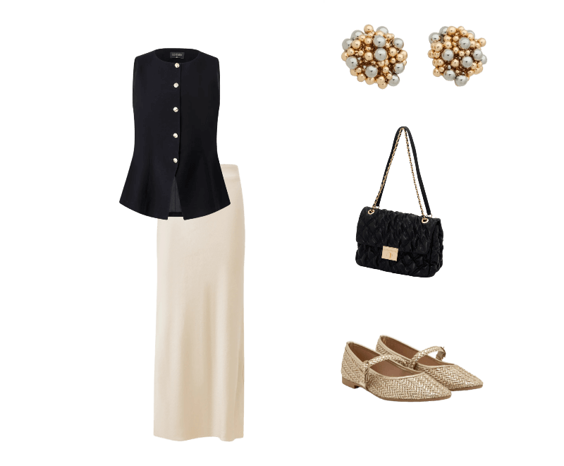 Look casual chic para jantar com saia longa